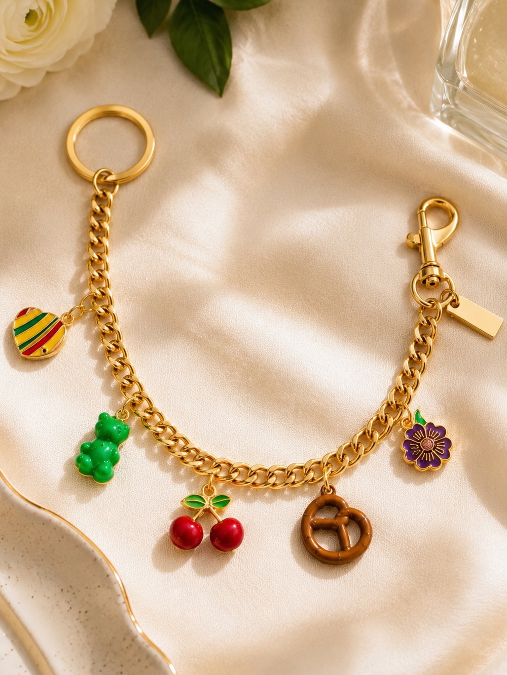 Iconic Motif Purse Chain | Tea Rose, Rexy, Cherries & Pretzel Handbag Charm - Picture 3 of 5